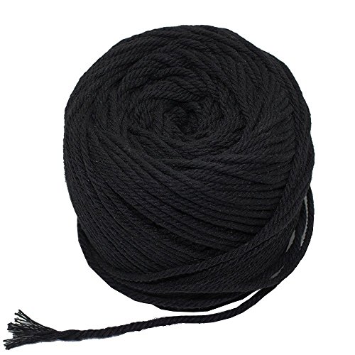 JUN - Corde en coton naturel pour macramé - Diamètre 3/4 mm - 100 mètres - Noir 3mm 3mm x 100m