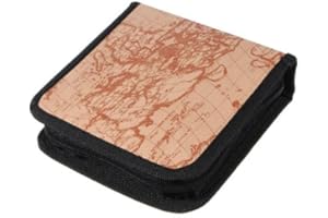 Veewon 40 disc CD Cases Wallet DVD Holder World Global Map Fashion DJ Storage Case Disc Organizer Wallet Bag Album (Yellow)