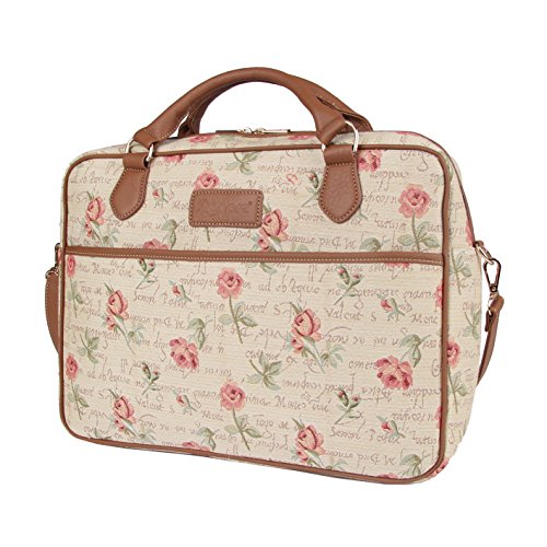 Signare Tapisserie Aktentasche fuer Damen geeignet als modische Laptoptasche bis 15 6   im Stil Pinke Rose