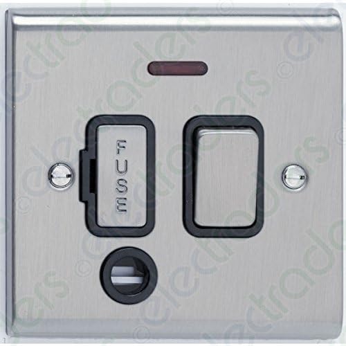 DetaSD1373SCB Switched Spur Unit/Neon/Flex Outlet - 13 Amp (Satin Chrome/Black Inserts)
