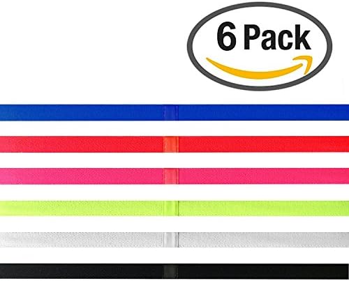 6 Pack - High Quality Slim Elastic Sport Headbands for Women or Men - Best for Jogging, Running, Football, Tennis, Volleyball, Workout or Yoga - Holds Your Hair Out of Your Face (Red, Blue, Pink, Yellow, White, Black)