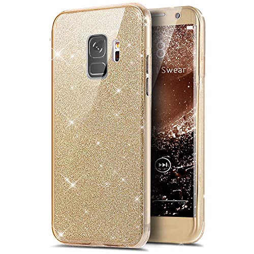 Preisvergleich Produktbild Homikon 360 Grad TPU Silikon Hülle Bling Glänzend Glitzer Strass Schutzhülle KomplettDurchsichtige Handyhülle Fullbody Vorne Hinten Rundum Etui Kompatibel mit Samsung Galaxy A6 Plus 2018 - Gold