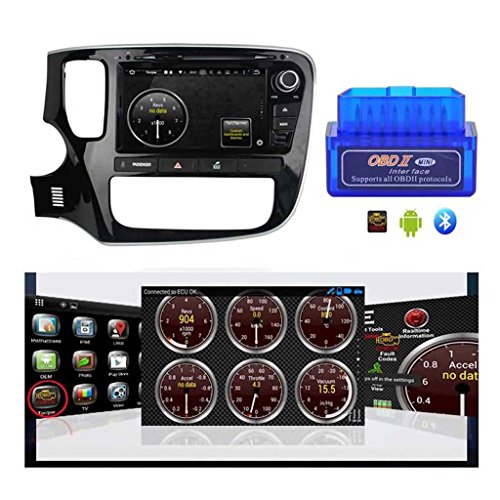 8 Pulgadas 2 DIN Coche Radio Android 6.0 OS para Mitsubishi Outlander(2015 2016 2017),Dab+ Radio 1024x600 Pantalla Táctil Capacitiva con 8 Core 1.5G CPU 2G DDR3 RAM 32G Flash GPS Navi DVD 3G/WiFi
