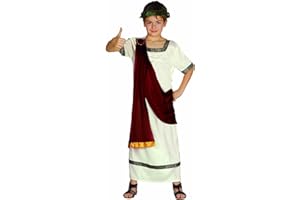 FIESTAS GUIRCA Disfraz Romano Niño - Disfraz Griego Niño - Túnica Blanca Niño con Toga Color Rojo Vino