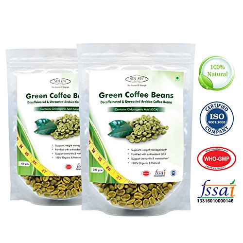 Sinew Nutrition Green Coffee Beans Decaffeinated & Unroasted Arabica Coffee – 200gm (Pack of 2) for weight management RS.240 (76.00% Off) - Amazon