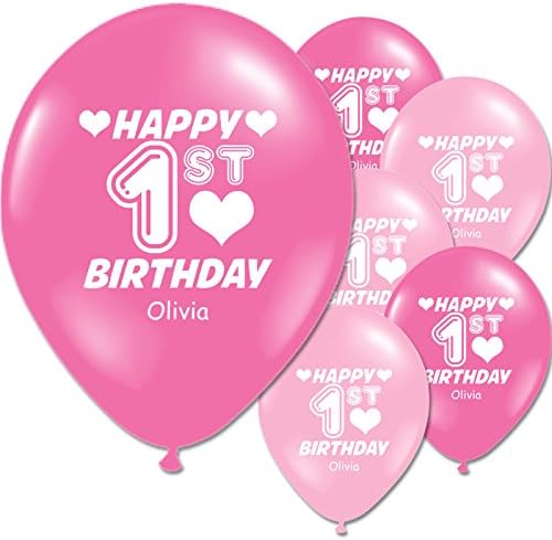 Birthday 25 Children's Add A Name Personalised Party Balloon (Pink - 1st)