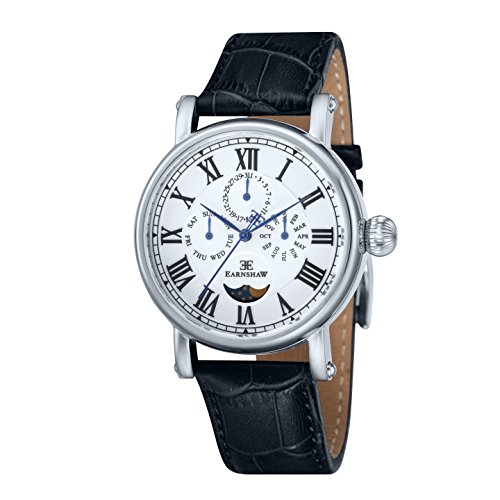 Thomas Earnshaw Maskelyne Men's Quartz Watch with White Dial Analogue Display with Black Leather Strap ES-8031-01
