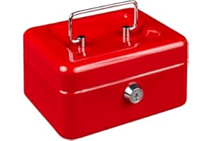 Burg-Wächter 40040 Geldkassette abschließbar mit Schlüssel und Hartgeldeinsatz, Klein, Stahlblech, Money 5015, Rot