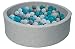 Produktbild Bällebad Ballpool Kugelbad Bällchenbad Bällchenpool Kinder Pool mit 150 Bällen (Farbe der Bälle: weiß,grau, türkis)
