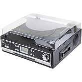 Technaxx Turntable &amp; Cassette Digitizer with Bluetooth &ndash; Vinyl and Cassette Player with 3 Speeds 33/45/78 rpm, Stereo Speaker