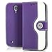 Produktbild Saxonia Flip Case Tasche Samsung Galaxy S4 Hülle Schutzhülle Elegante Handytasche mit Kartenfach Standfunktion Farbe Violett-Weiß