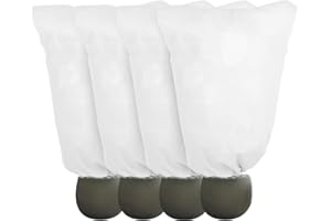 WORHUDY 4pcs Plant Fleece Frost Protection Jackets, 50gms 60cm x 80cm Winter Garden Fleece Bag, Plant Cover for for Potted Plant Winter Plant Protection, From Birds and Insects (white)