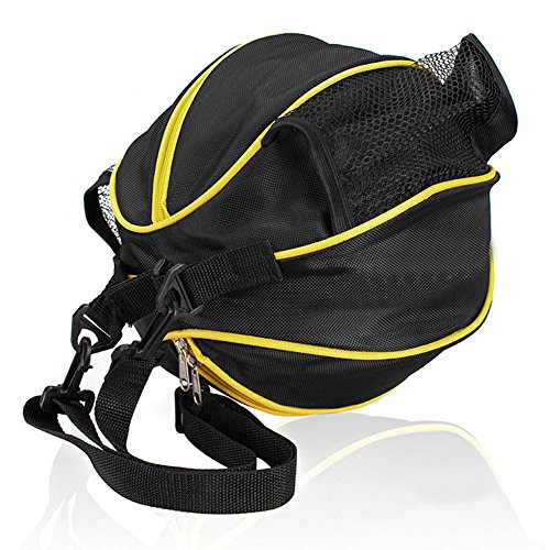 SUPER-BAB - Bolsa deportiva de entrenamiento con correa para el hombro para guardar el balón de fútbol, nailon, ideal para los accesorios de fútbol, voleibol o baloncesto, negro