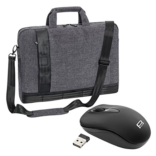 PEDEA Notebooktasche "Fancy" für 15,6 Zoll (39,6cm) mit Schultergurt und Maus, grau