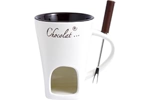 WORUIB Fondue Mug, Chocolate Fondue Mug, Chocolate Fondue Set, Fondue, Fondue Sets, Ceramic Butter Warmer Set,Fondue Pot Melting Pot Set,Melt Hot Pot Bowl Set,for Cheese Chocolate Butter (Off White)
