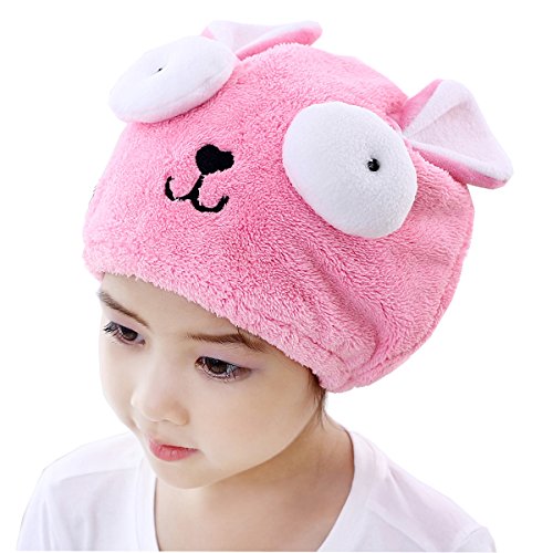 Lustig Kinder Haartrockentuch Kopfhandtuch Polyester Mikrofaser Kopftuch Haarturban Weiche Schnell Trocken Haar Handtuch von FakeFace, Pink