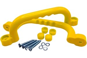 HOQ 1 Paar Premium Haltegriffe - 2 Stück hochwertige Kunststoff-Griffe - Handläufe 240x75 mm - für Stelzenhäuser, Hochbetten, Spielhäuser und Spieltürme - Gelb