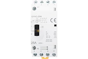 DeWin Contacteur, Contacteur AC Domestique Triphasé à 4 Fils Contacteur Manuel ou Automatique Montage sur Rail DIN 4P 25A 4NO 400V