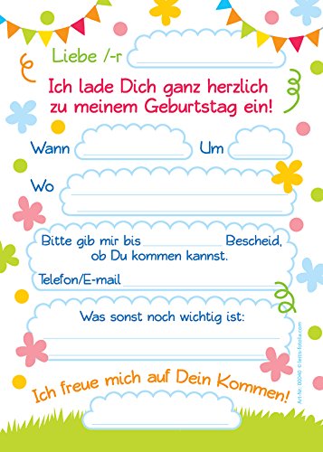 12 Einladungskarten zum 4. Kindergeburtstag für Mädchen / bunte Einladungen zum Geburtstag für Mädchen „Süße Tierchen / Süße Hase“ - 2