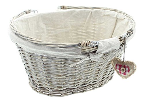 SIDCO ® Korb Alpenherz oval Einkaufskorb Füllkorb Weide Dekokorb mit Henkel Weidenkorb