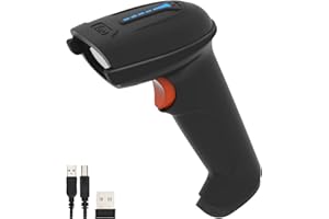 Tera Bezprzewodowy laserowy czytnik kodów kreskowych 1D przewodowy USB ze wskaźnikiem poziomu baterii, bardzo duża bateria 2000 mAh, patent nr: EU008489413, aktualizacja modelu 5100