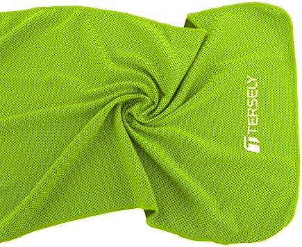 Tersely Cooling Towel, 40"x12" Ice Towel, Microfibre Towel For Instant Cooling Relief, Cool Cold Towel for Yoga Beach Golf Travel Gym Sports Swimming Camping as Cooling Neck, Headband, Bandana (green)