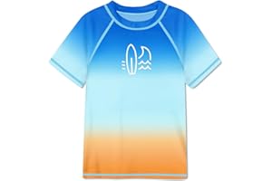 BesserBay Boy's Crew Neck Short Sleeve Rash Vest UPF 50+ Swimming Shirts Kids 5-14 Years