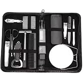 13 Pack Travel Size Leather Bag Care Set Nail Scissors-Tweezers-Mirror-Rasp-Razor-Scissors for Men