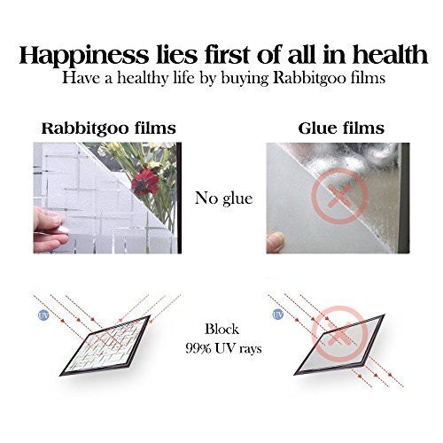 Rabbitgoo Anti-UV 3D statisch haftend Fensterfolie Dekofolie Sichtschutzfolie Fensterschutzfolie 44.5cm*200cm - 6