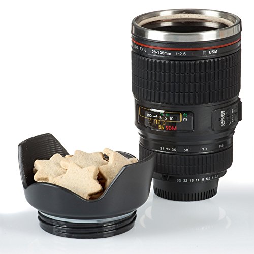 Doppelwandige Edelstahl Tasse Kameraobjektiv Kaffeebecher Kaffeetasse Objektiv Iso-Becher - 2