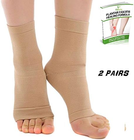 Plantar Fasciitis Socks &amp; FREE eBook, (2 Pairs &amp; 1 Pair of Compression Socks Available) Foot Care Compression Sleeve For Men &amp; Women, Ultimate Arch Support Sleeves For Your Aching Heels, Better than Night Splint, Ideal Gift For Runners, Teachers &amp; Dancers, Eases Swelling &amp; Heel Spurs, Increases Circulation and Relieve Pain Fast (S/M (UK 1-6 / EU 34-40), Beige (2 Pairs))