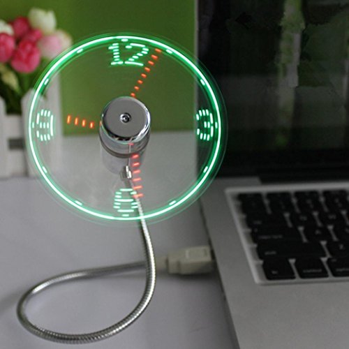 Vovotrade Mini USB LED Ventilateur d'horloge Alimenté par LED Refroidissement éclairant Affichage de l'affichage en Temps réel Horloge Ventilateur (multicolore)