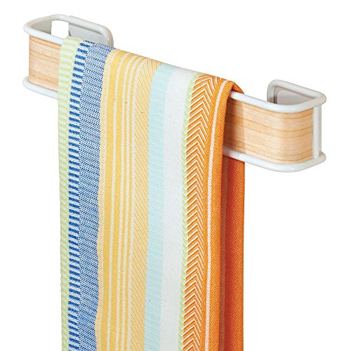 InterDesign 90780EU Affixx Peel and Stick Starke Selbstklebende Real-Wood Handtuchstange, Plastik, weiß / helles holz, 22,86 x 4,17 x 3,96 cm - 3