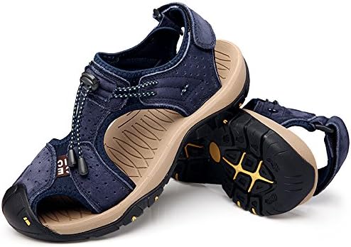 Mens Sports Sandals Casual Leather Outdoor Fisherman Beach Athletics Summer Hiking Walking Sandals (US7=EUR39=UK6.5, Blue)