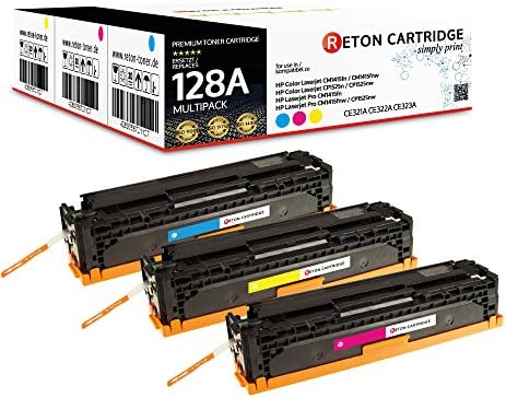 Original Reton Toner, compatible, 4 Ink set For HP PRO CM1410 (CE320A, CE321A, CE322A, CE323A), HP 128A, COLOR LASERJET CM1415, CM1415FNW, CM1415FN, CP1520, CP1525N, CP1525NW, CP1521N - 3 Ink Set