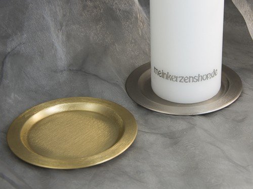 Kerzenteller Kerzenständer Kerzenhalter für Hochzeitskerze Taufkerze silber oder gold 16626, Farbe:gold