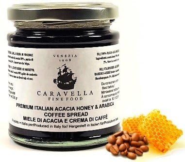 Caravella Premium ACACIA HONEY &amp; ARABICA COFFEE SPREAD Raw Organic Wild Harvest 250 g Gourmet Fine Food directly from Venice