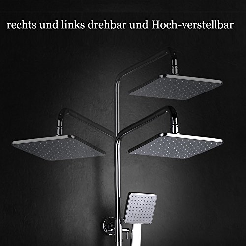 Homelody Duschsystem mit Thermostat Duscharmatur Regendusche Duschstange Brausethermostat-Duschset Duschkopf Rainshower Duschpaneel Dusche - 2