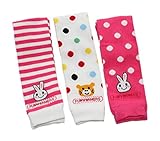 Baby Toddler Girl Leg Warmers Pack of 3 - COLOURFUL POLKA DOT STRIPED BEAR