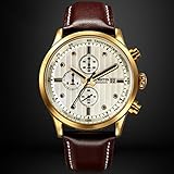 SSQ-CXO Casual Armbanduhr Lederarmband Legierung Zifferblatt Zeiger Display Multifunktions Chronograph Kalender Herren Sport wasserdichte Uhr
