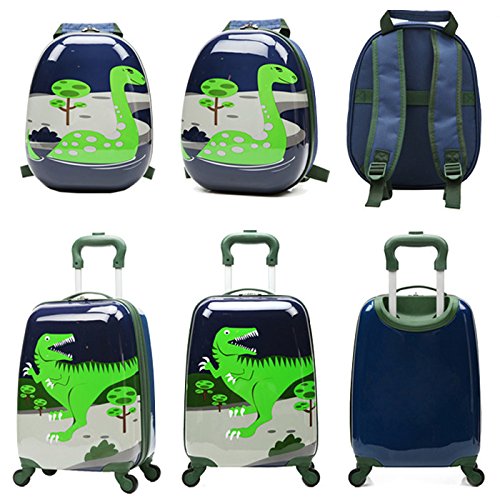 Kids Luggage - iPlay, iLearn Girl's Luggage Set 18 Inch Luggage 14 Inch Backpack-Dinosaur