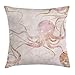 Produktbild Kraken Decor Throw Pillow Cushion Cover, Grunge Soft Toned Scarry Sea Monster Octopus with Danger Eyes Myth Illustration, Decorative Square Accent Pillow Case, 18 X 18 inches, Pink