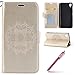 Produktbild Leder Schutzhülle für Sony Xperia X,Sony Xperia X Hülle,Sony Xperia X Lanyard Handyhülle,Hpory Elegante Retro Mandala Blumen Muster PU Leder Flip Hülle Kunstleder Tasche Brieftasche im Bookstyle Klapphülle Wallet Cover Ledertasche Handyhülle Weiche Silikon Etui mit [Ständerfunktion] [Kartenfächer] [Magnetverschluß] [Lanyard Strap] Lederhülle Handytasche Kratzfeste Stoßdämpfend Schutzhülle Schutz Etui Schale für Sony Xperia X + 1 x Hpory Stylus-(Gold)