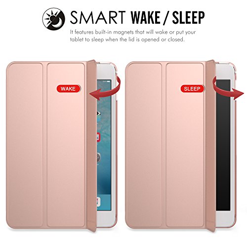 MoKo Hülle für iPad Mini 4 – PU Leder Tasche Schutzhülle Schale Smart Case mit Translucent Rücken Deckel, mit Auto Schlaf / Wach Funktion und Stanfunktion für Apple iPad Mini 4 2015 Genaration 7.9 Zoll IOS Tablet, Rose Gold - 6