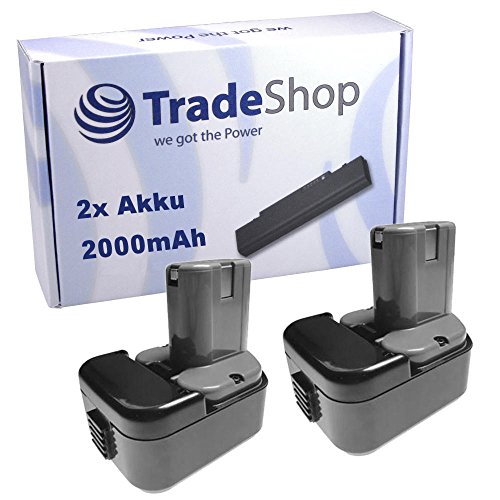 2x Akku 12V 2000mAh für HITACHI WR-12-DM WR-12-DM-2 WR-12-DMR ersetzt EB1212S EB1214L EB1214S EB1220BL EB1220HL EB1220HS EB1220RS EB1222HL EB1226HL EB1230HL EB1230R EB1230X EB1233X EB-1212S EB-1214L