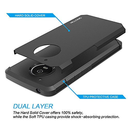 OMOTON Funda Moto G5  Doble Capa  Suave TPU Interior  Durable PC Exterior  Anti-ara  azos  Compacta Carcasa  Alta Defensa  Moto G5 Carcasa  Negro