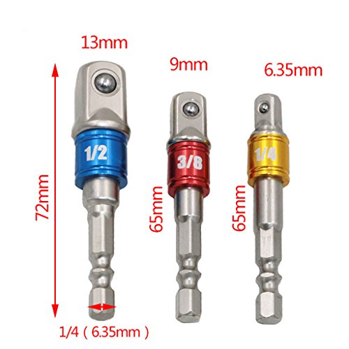 MagiDeal 3 Satz Sockel Bit Adapter Bohrmutter Verlängerung Halter 1/4 „3/8“ 1/2 „ - 4