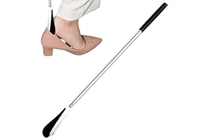 MURMAN Calzador largo | Calzador de acero inoxidable extensible | Calzador telescópico de metal | Ayudante portátil para mayores, hombres, mujeres, niños y niñas (31 cm – 65 cm), plata, ver descripción
