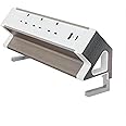 FlexiSpot Desk Power Socket Extension Lead with 2 USB, 3 Way Plug Desk Clamp Power Strip, Desktop Mounted Power Extension Connect 1.8M Power Cord for Table Worktop Home Office School, White
