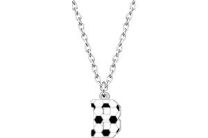 Astellea Football Gifts for Girls Boys Initial Necklace for Soccer Lovers Fashion Football Letter Necklace Christmas Birthday Party Jewelry Present for Son Daughter Teenage